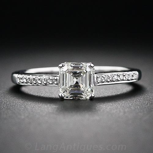 1.01 Carat Asscher Cut Diamond Engagement Ring