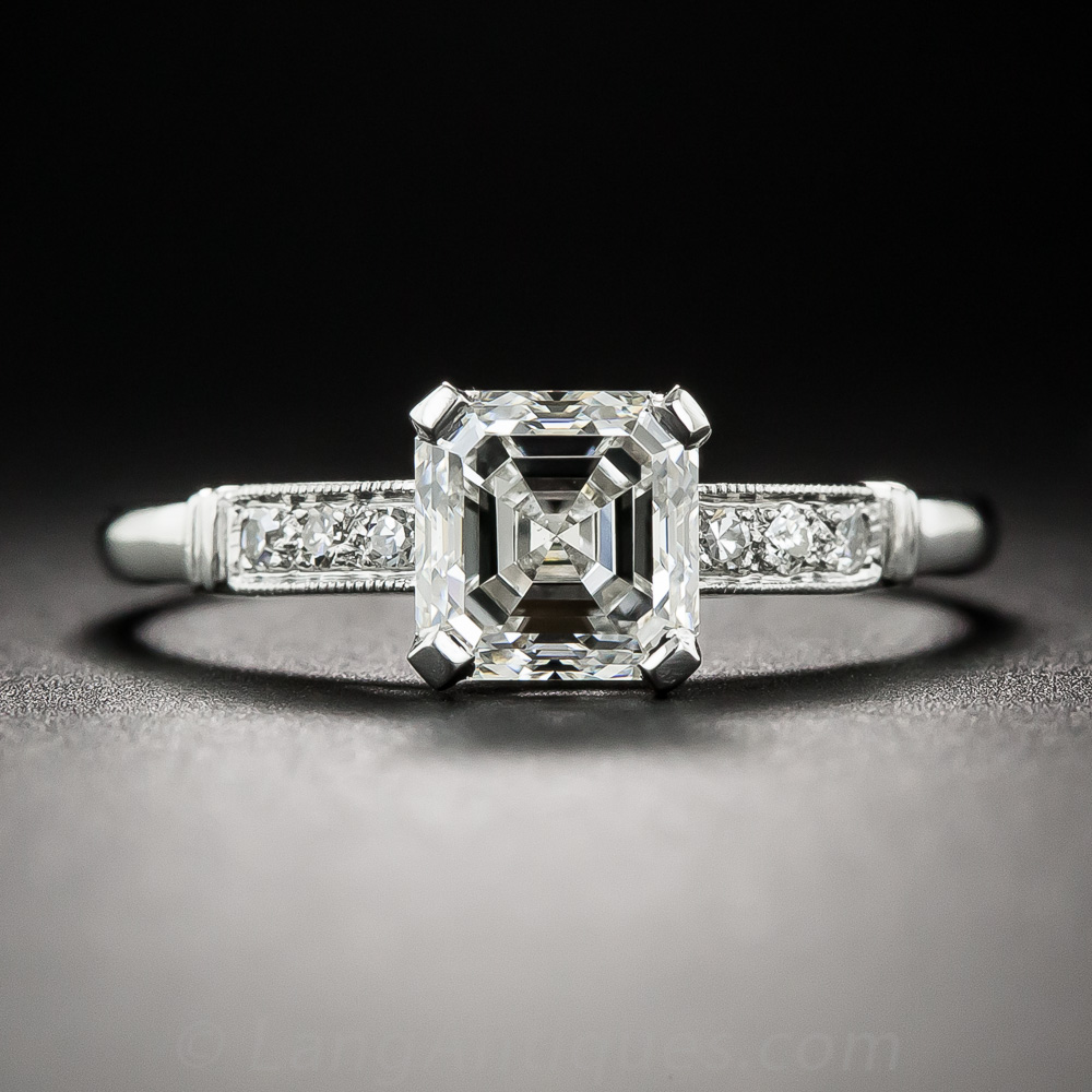 1.21 Carat Asscher-Cut Diamond Vintage Engagement Ring - GIA H VS2
