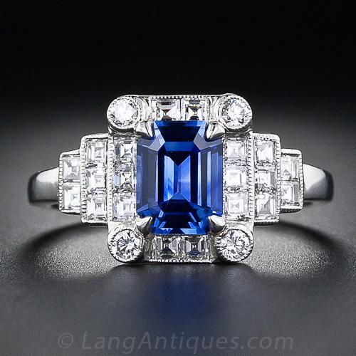 1.30 Carat Sapphire and Diamond Ring in Platinum