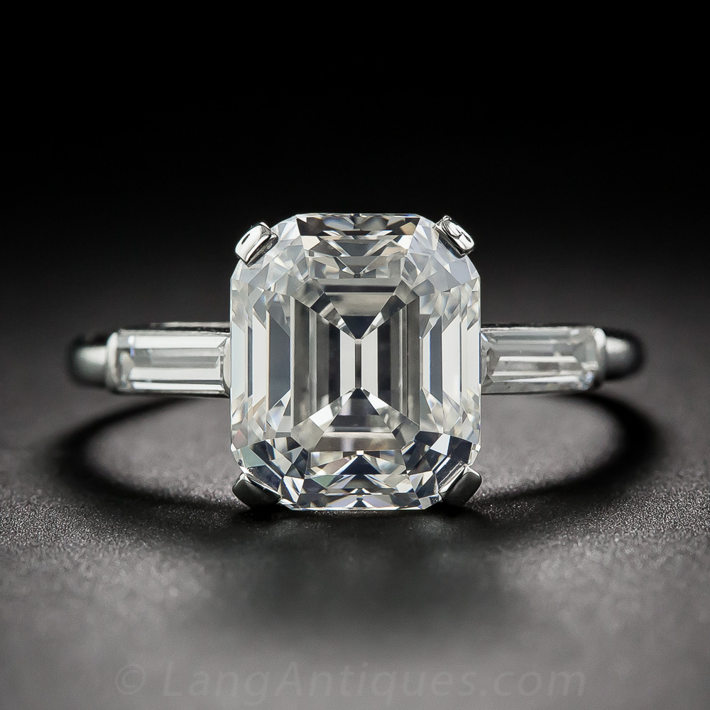 4.57 Carat Vintage Emerald-Cut Diamond Ring - GIA G-VS1