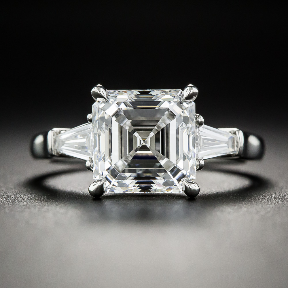 3.01 Carat Square Emerald-Cut Diamond Ring - GIA E VS2