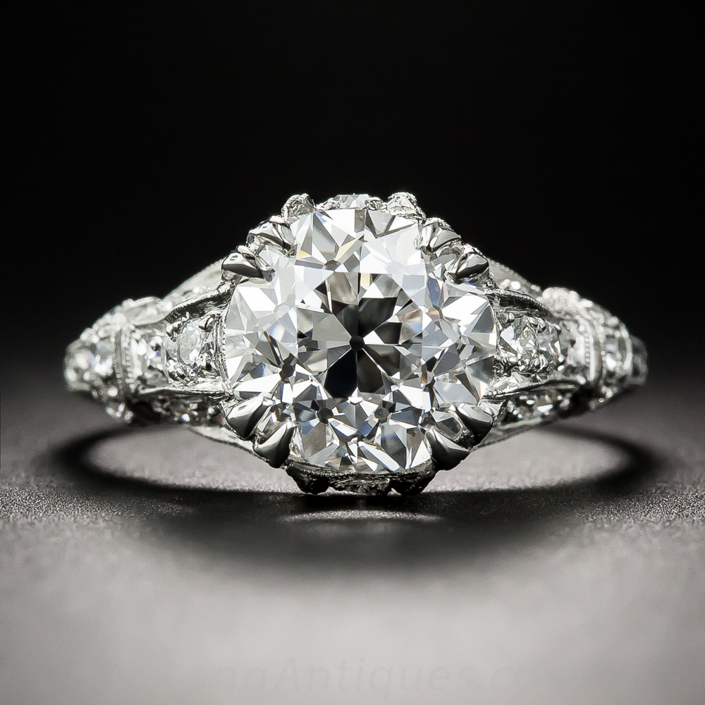 3.12 Carat Diamond Art Deco Engagement Ring - GIA F VVS1