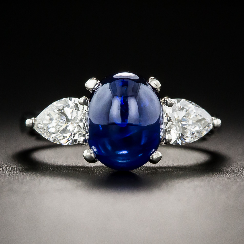 3.50 Carat Cabochon Sapphire and Diamond Ring - Antique & Vintage