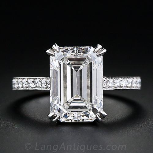 4.00 Carat Emerald-Cut Diamond Engagement Ring - GIA G SI1