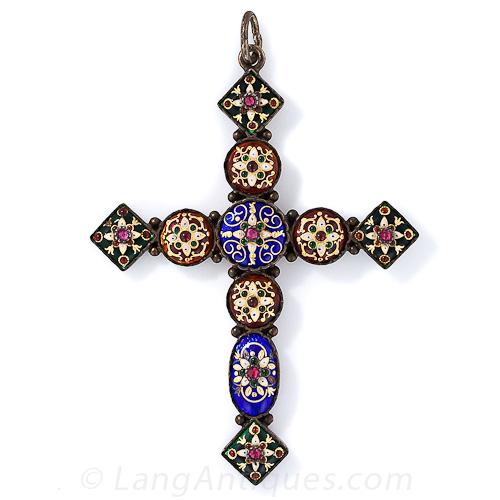 Antique French Renaissance Revival Cross Pendant
