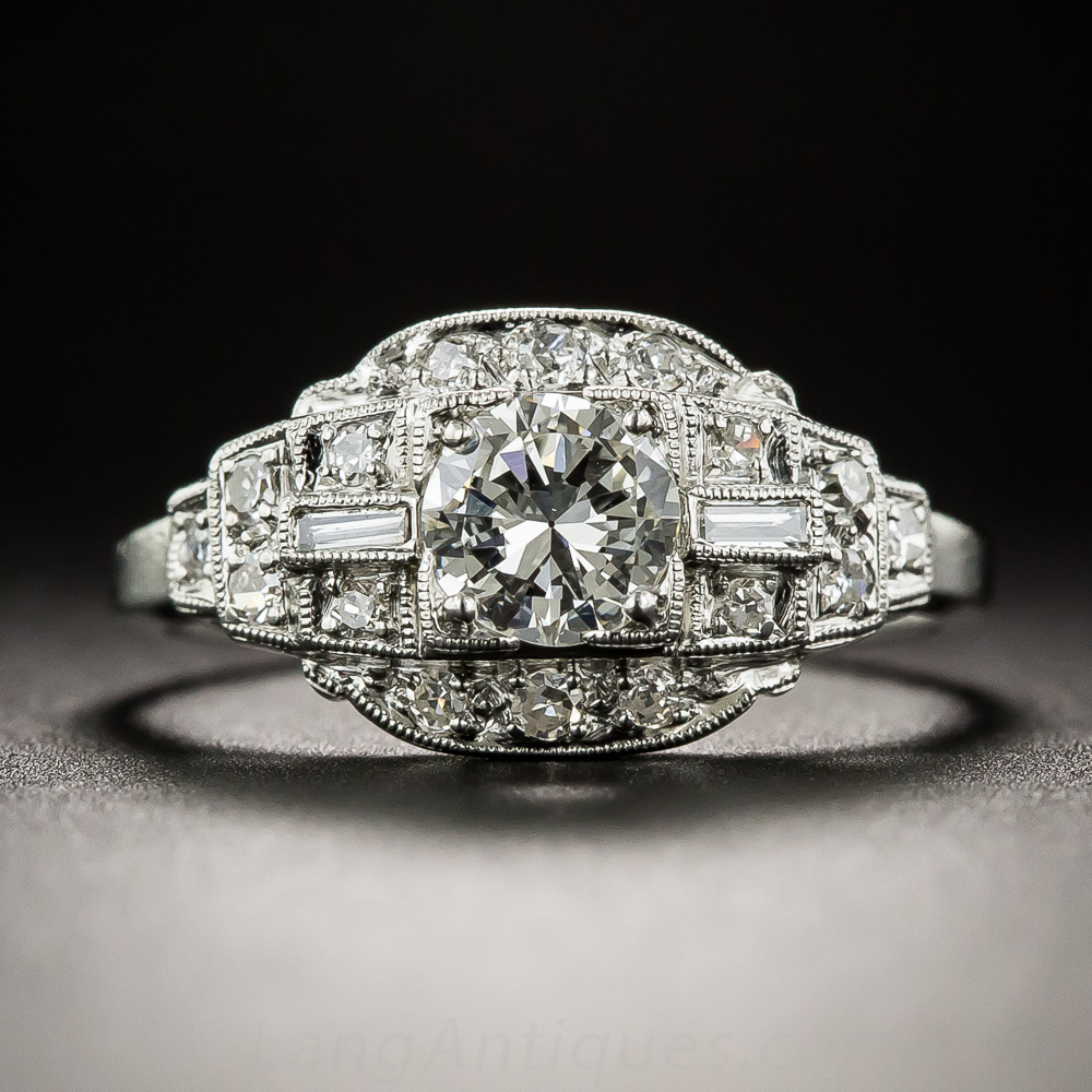 Art Deco .41 Carat Diamond Platinum Engagement Ring