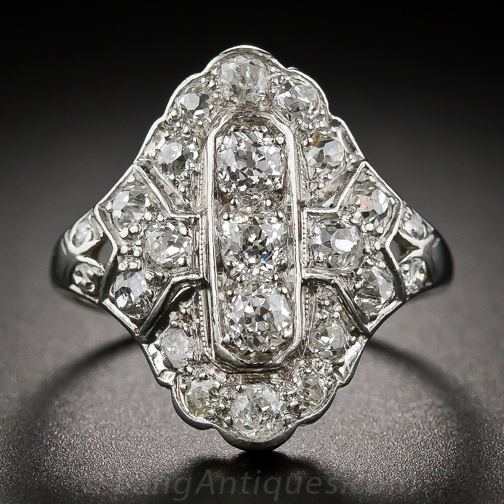 Art Deco Platinum and Diamond Dinner Ring