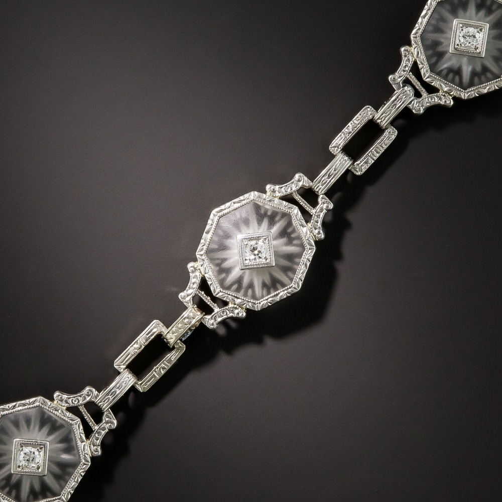Art Deco Rock Crystal Quartz and Diamond Bracelet by Krementz - Art ...