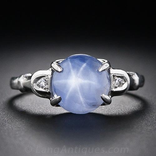 Art Deco Star Sapphire and Diamond Ring
