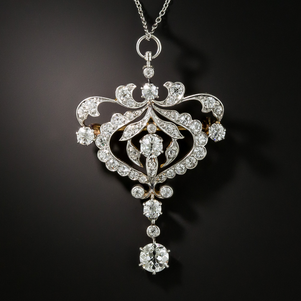 Edwardian Diamond Pendant Brooch By Pickslay Co 2 50 3 10422 