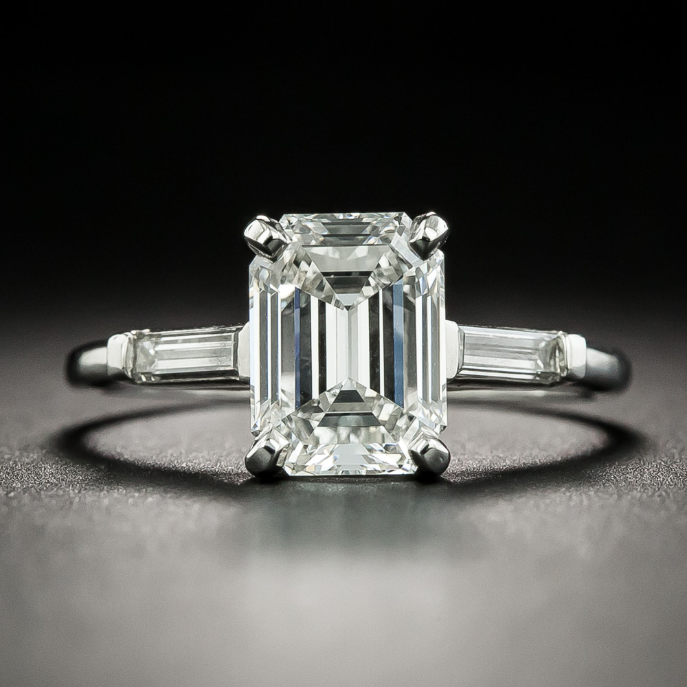Estate 2 14 Carat Emerald Cut Diamond Engagement Ring Gia F Si2 2 10 1 12617 