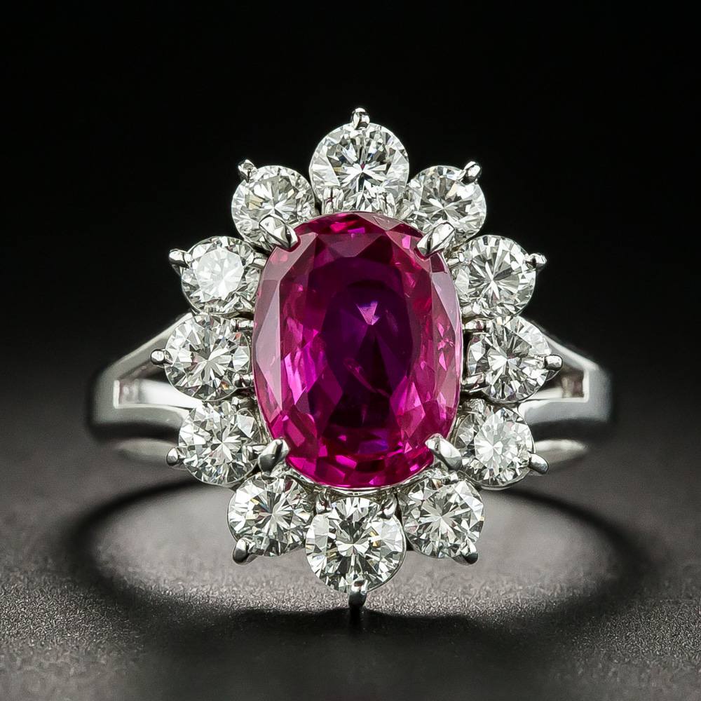 Estate 3.61 Carat No-Heat Ruby and Diamond Ring - Antique & Vintage