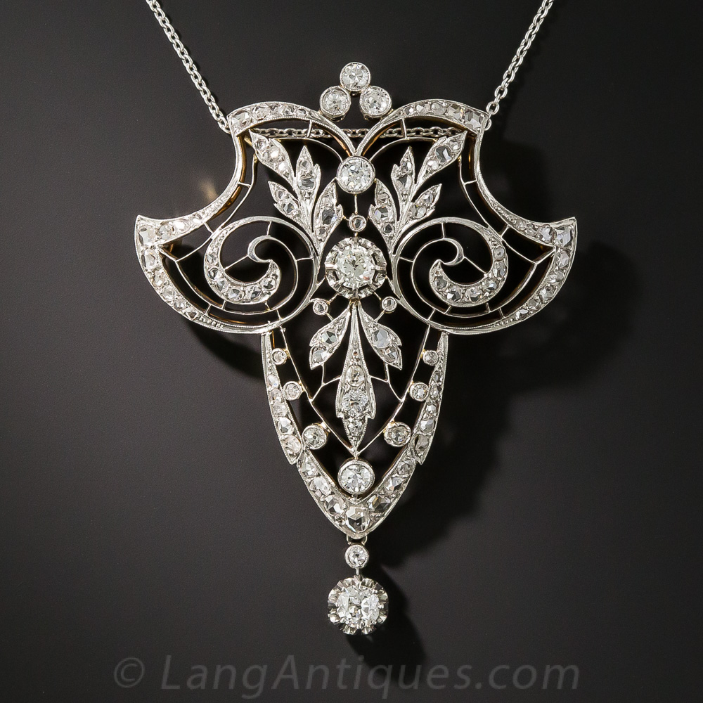 French Belle Époque Diamond Lavaliere Necklace
