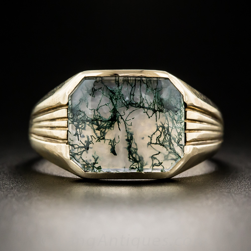 Moss Agate Unisex Ring by Allsopp Brothers