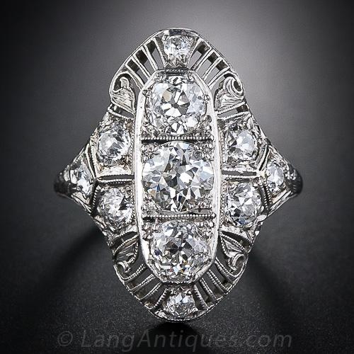 Platinum and Diamond Art Deco Dinner Ring