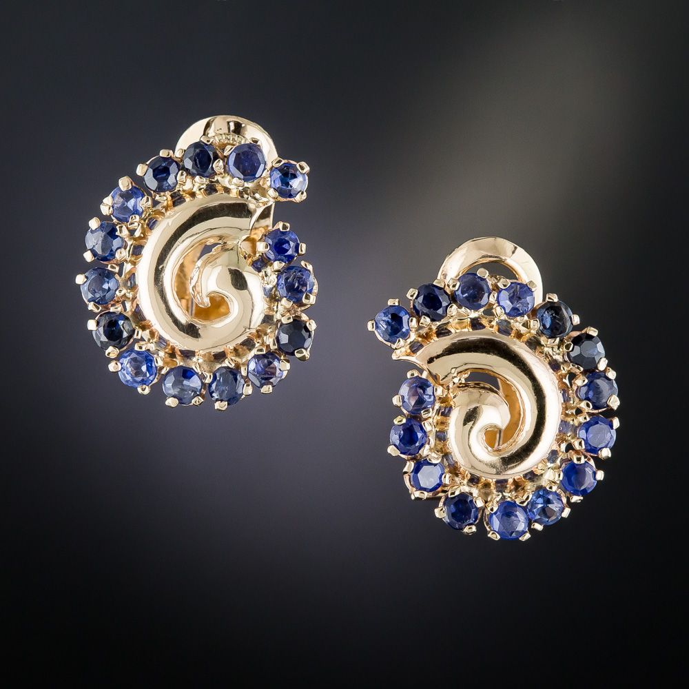Retro Sapphire Swirl Earrings 1 20 1 10276 