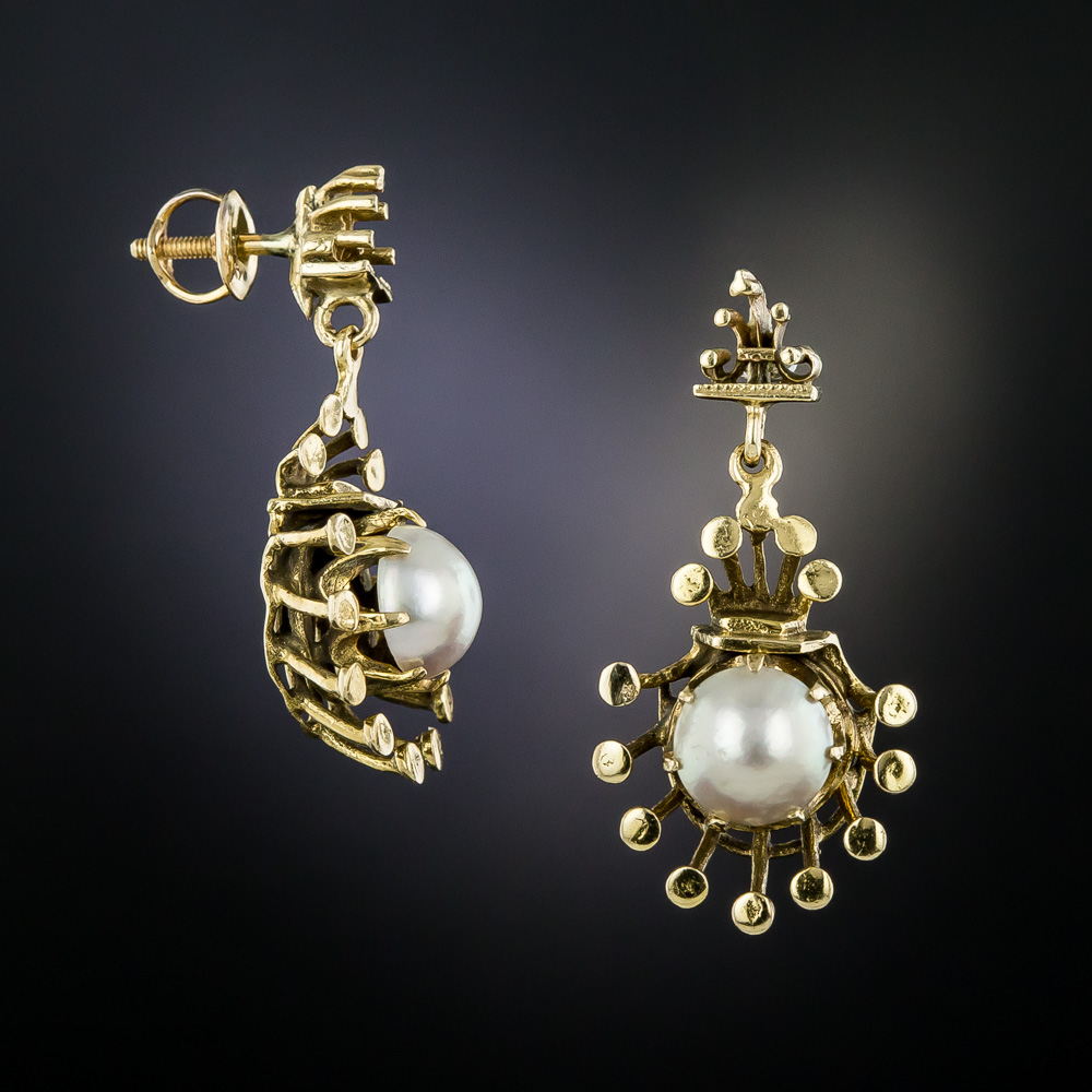Victorian Style Pearl Drop Earrings - Victorian Jewelry - Vintage Jewelry