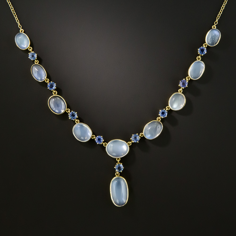 Vintage Moonstone and Sapphire Necklace
