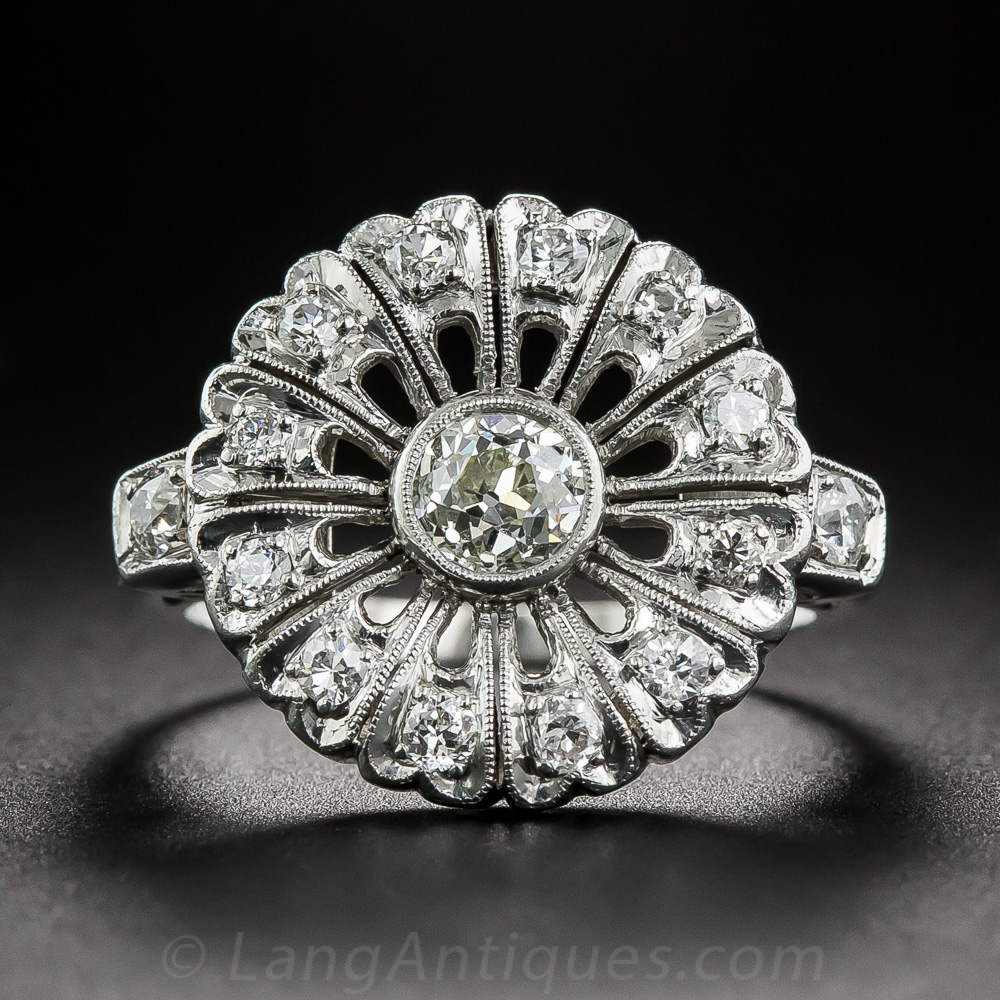 Vintage Platinum and Diamond Cocktail Ring