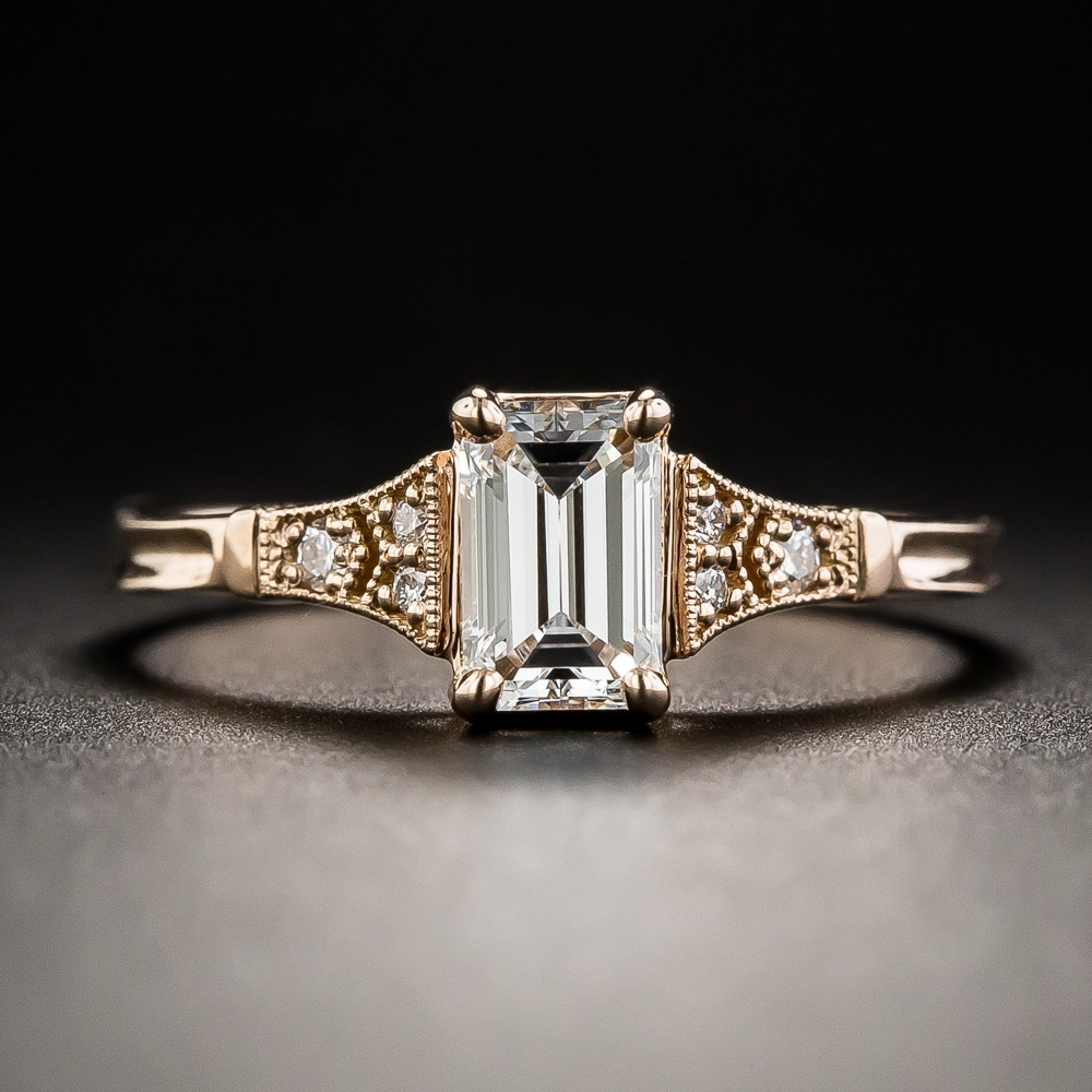 Vintage Style .56 Carat Emerald-Cut Diamond Engagement Ring by Lang