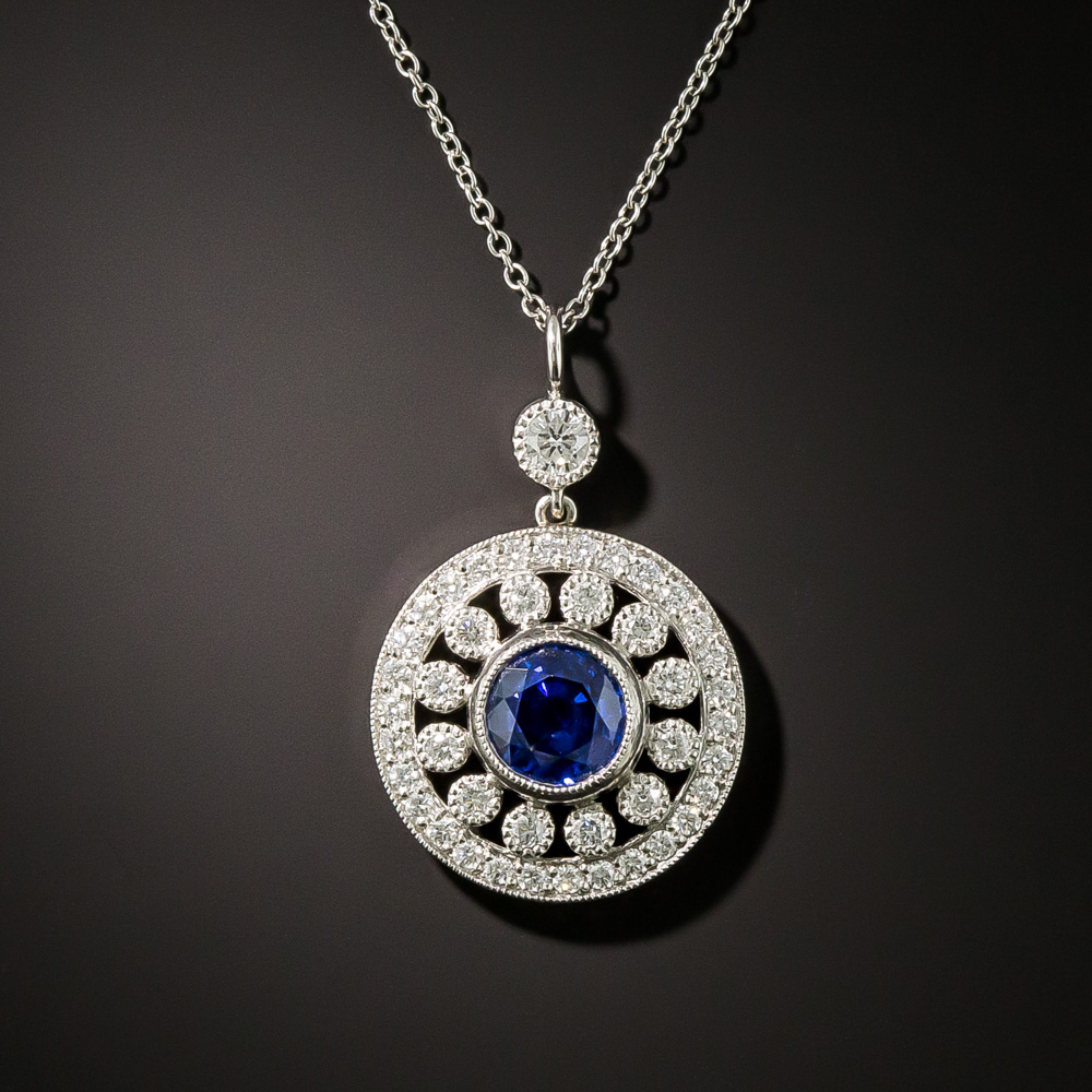 Vintage Style Sapphire and Diamond Pendant