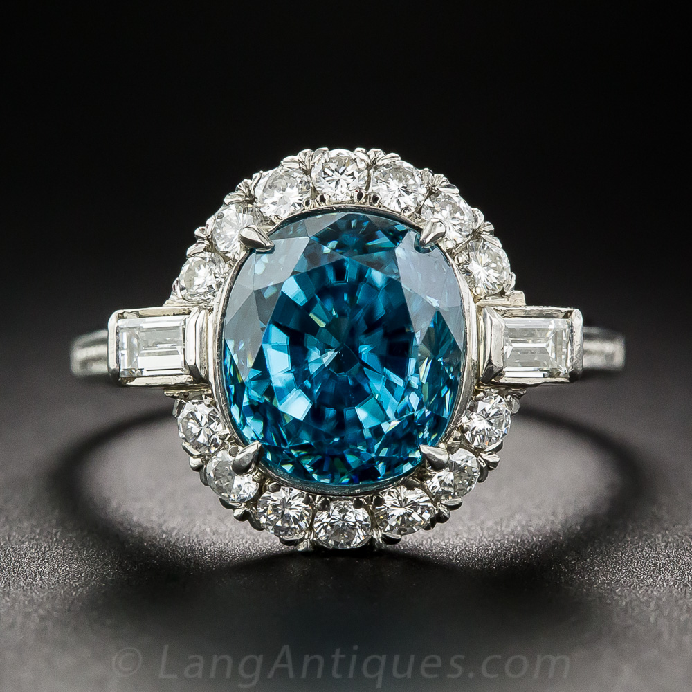 Vintage Zircon and Diamond Ring in Platinum - Antique & Vintage ...
