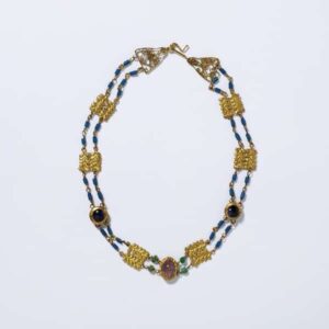 Roman Amethyst, Emerald, Blue Glass and Gold Necklace c.3rd Century.