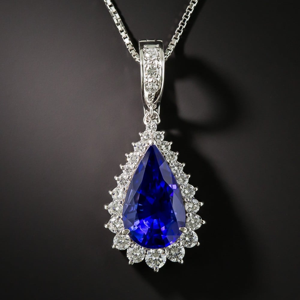 Pear-Shaped Tanzanite and Diamond Pendant Necklace. | Antique Jewelry ...