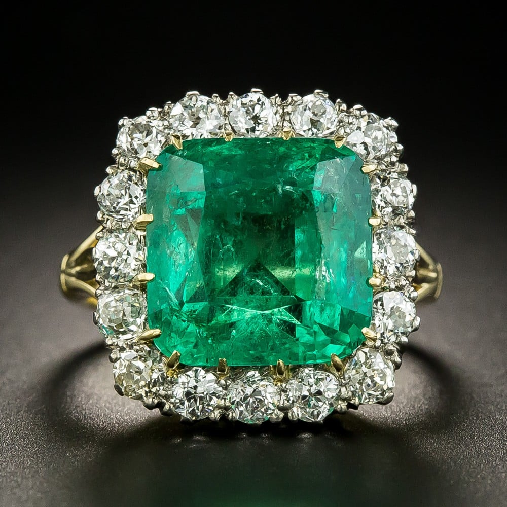 Emerald and Diamond Ring with Typical Emerald Inclusions. – Antique ...