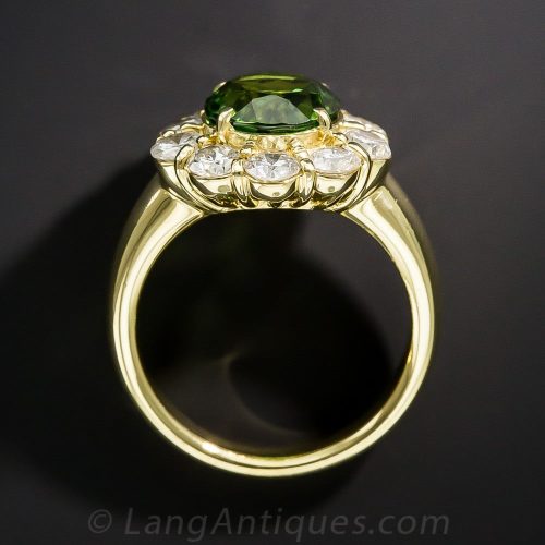 Natural Green Tourmaline and Diamond Ring in White Gold for sale (GR-9161)